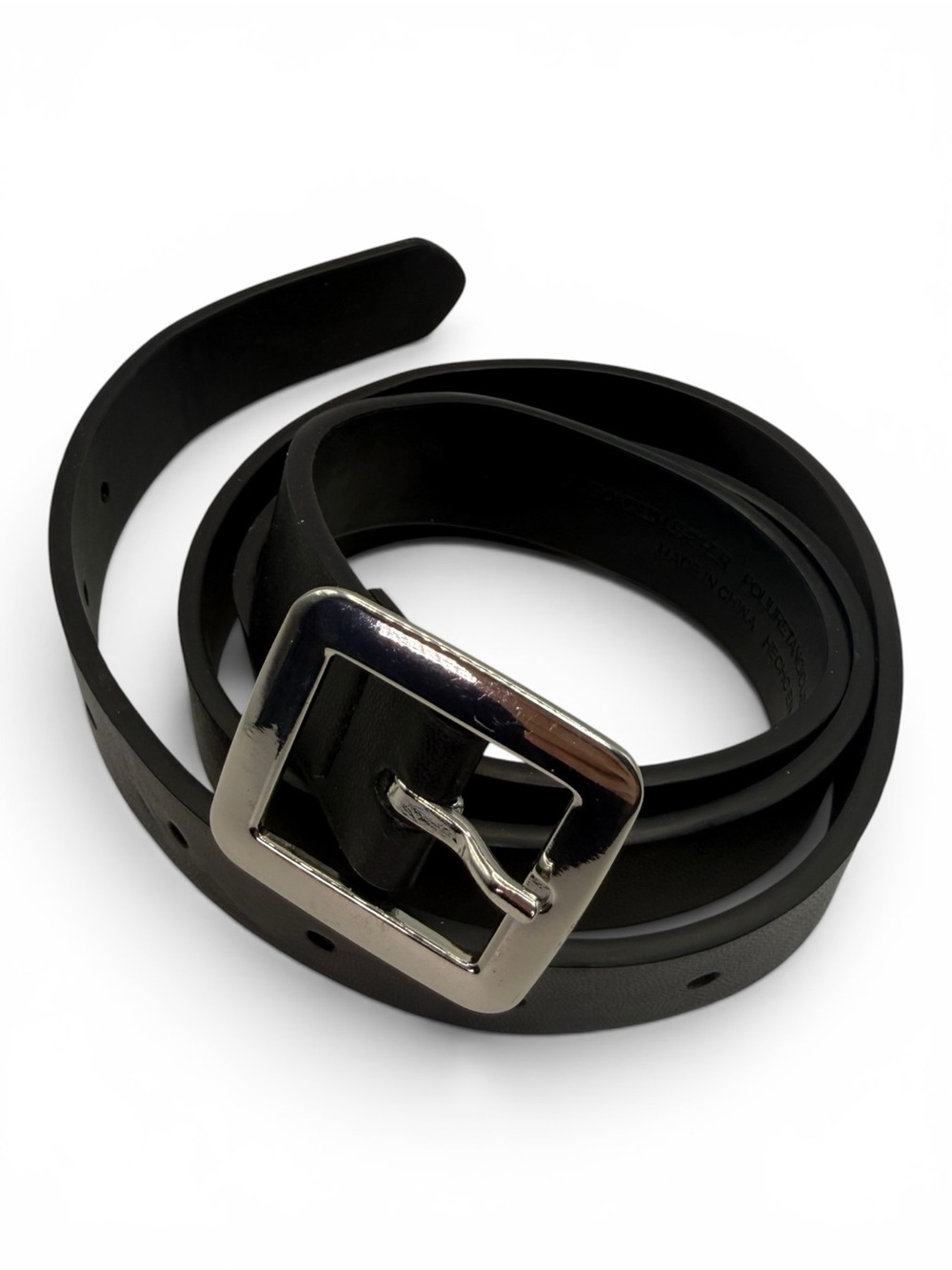 Black unisex Belt with Silver Buckle